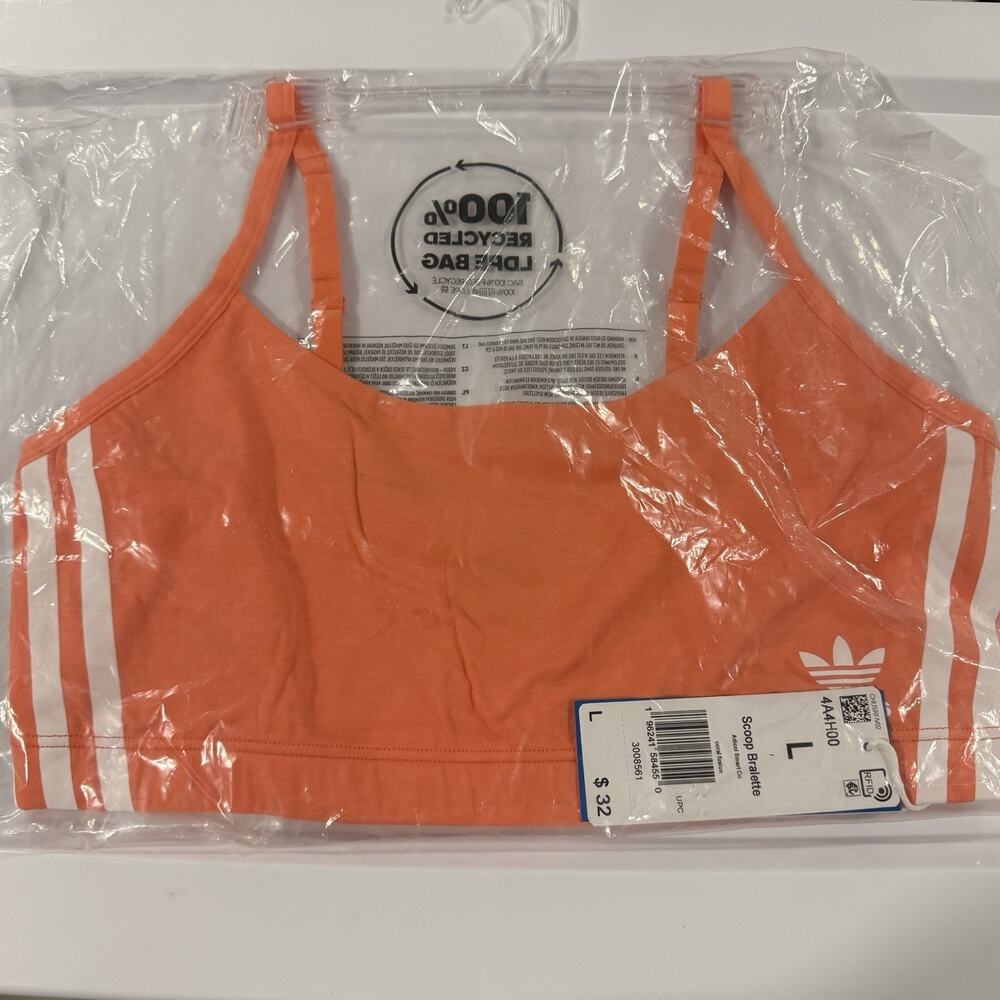 Adidas Cotton Scoop Bralette Womens Large Adicolor Comfort Flex NWT